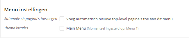 wp menu toekennen