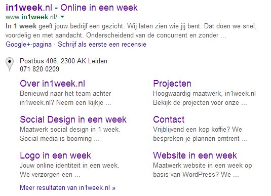 in1week Google Sitelinks