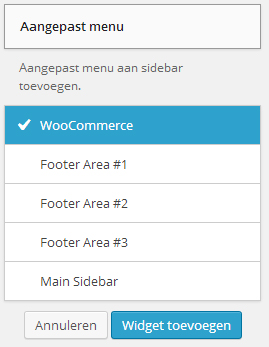 wp widget toekennen