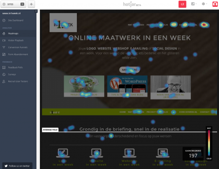 Een heatmap in Hotjar