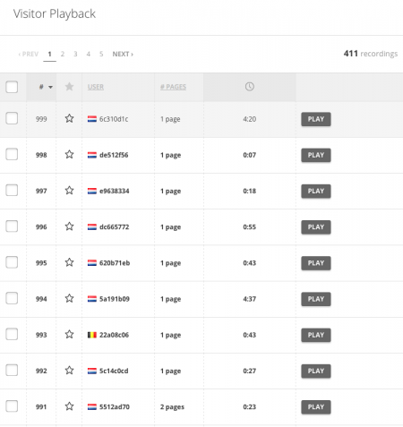 Bezoekersgedrag terugspelen in Hotjar